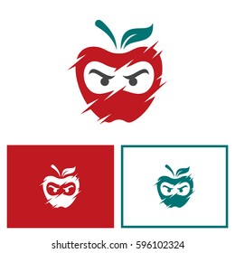 Apple Ninja Logo Design. Apple With Ninja Face