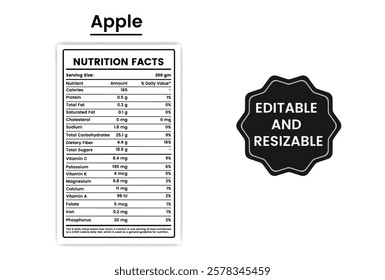 apple nutrition facts,apple fruit nutrition facts,apple nutrition info,food label for an apple