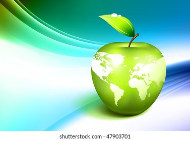 Apple on Abstract Color Background Original Vector Illustration