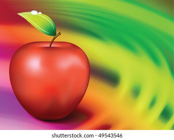 Apple on Abstract Liquid Wave Background Original Vector Illustration