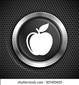 Apple on Black Round Button