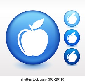 Apple on Blue Round Button