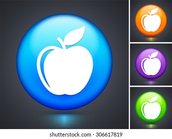 Apple on Blue Round Button