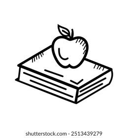 Apple no livro, educação e conhecimento ícone doodle