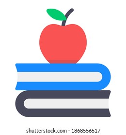 
Apple en libro, conocimiento saludable vector plano 

