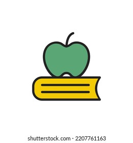 Apple on Book Icon Design Vector