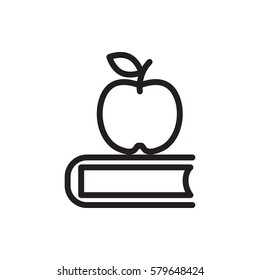 Apple On Book Icon Illustration Isolated Vector Sign Symbol