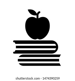 Apple on book vector, Back to school solid design icon