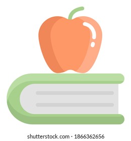 apple on book vector flat icon, school and education icon