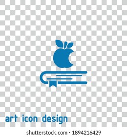 manzana en el icono del vector del libro en un fondo abstracto