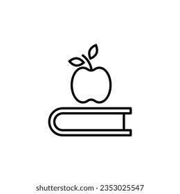 Apfel auf Buch Vektorgrafik der dünnen Linie. Perfekt für Design, Infografiken, Webseiten, Apps. 