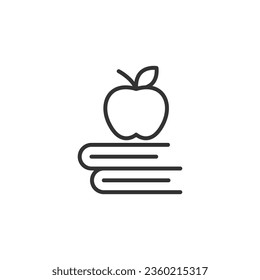 Apple on the books icon isolated on white background. Education symbol modern, simple, vector, icon for website design, mobile app, ui. Vector Illustration