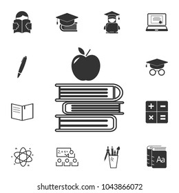 Apple on books, knowledge icon. Detailed set of education element icons. Premium quality graphic design. One of the collection icons for websites, web design, mobile app on white background