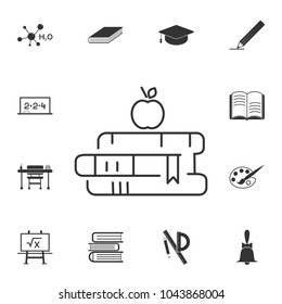 Apple on books, knowledge icon. Detailed set of education element icons. Premium quality graphic design. One of the collection icons for websites, web design, mobile app on white background