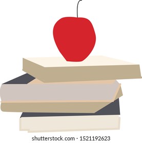 Apple on boxes, illustration, vector on white background.