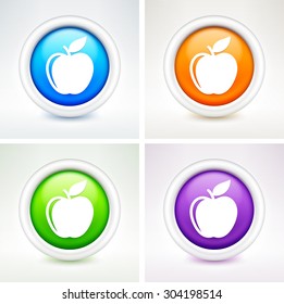 Apple on Colorful Round Buttons