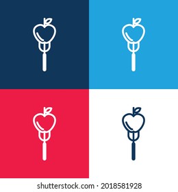 Apple On A Fork blue and red four color minimal icon set