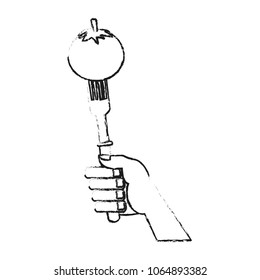 Apple on fork sketch
