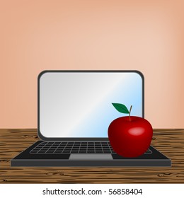 Apple on laptop - vector