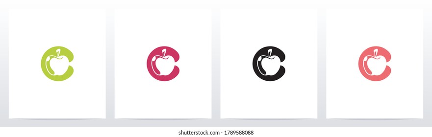 Apple On Letter Logo Design C