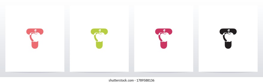 Apple On Letter Logo Design T