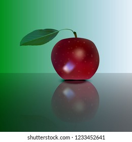 Apple on mirror Vector illustration