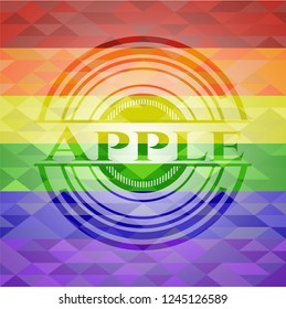 Apple on mosaic background with the colors of the LGBT flag