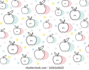 Apple on pastel color background, cute design. Concept of fruit wallpaper.