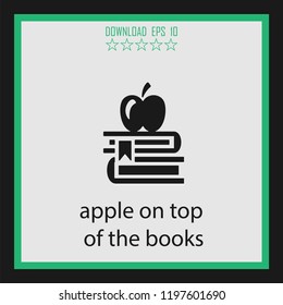 apple on top of the books  vector icon