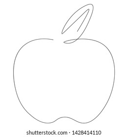 Apple on white background one line drawing, vector illustration