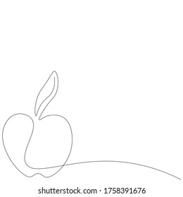 Apple on white background one line drawing, vector