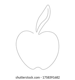 Apfel auf weißem Hintergrund, 1-Linien-Zeichnung, Vektorgrafik