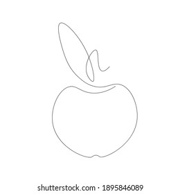 Apple on white background one line drawing, vector illustration