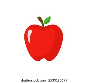 Maçã sobre fundo branco. Ícone de maçã vermelha. Fruta de maçã para saudável. Ilustração vetorial