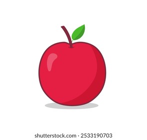 Maçã sobre fundo branco. Ícone de maçã vermelha. Fruta de maçã para saudável. Ilustração vetorial