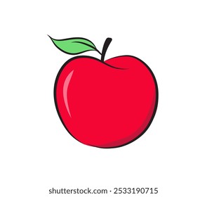 Maçã sobre fundo branco. Ícone de maçã vermelha. Fruta de maçã para saudável. Ilustração vetorial