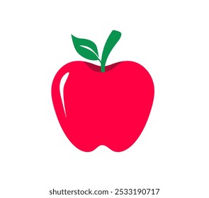 Maçã sobre fundo branco. Ícone de maçã vermelha. Fruta de maçã para saudável. Ilustração vetorial