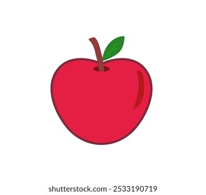 Maçã sobre fundo branco. Ícone de maçã vermelha. Fruta de maçã para saudável. Ilustração vetorial