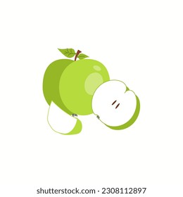 de manzana sobre fondo blanco.Ilustración vectorial