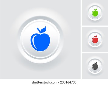 Apple on White Bevel Round Button