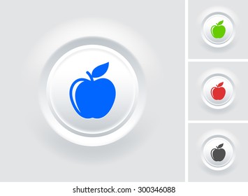 Apple on White Bevel Round Button