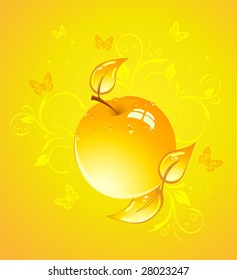 Apple on yellow background