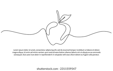 Apple one continuous line design. Fruits symbol design concept. Decorative elements drawn on a white background.