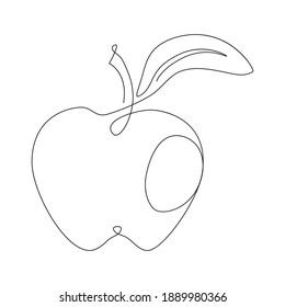 Яблоко одна линия. Яблоко контур. Apple one line.  Apple contour.