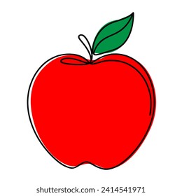 Apple - one line drawing. Continuous line fruit. Hand-drawn minimalist illustration, vector.