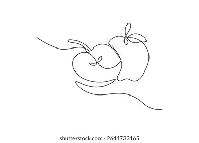 Apple one line drawing continuous line frui hand drawn minimalist illustration vector icon
