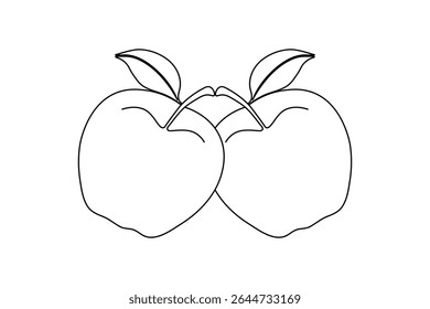 Apple una línea de dibujo línea continua frui dibujado a mano minimalista ilustración icono de Vector
