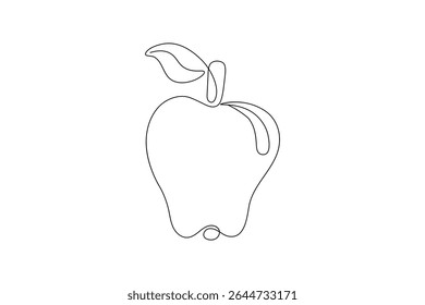 Apple one line drawing continuous line frui hand drawn minimalist illustration vector icon
