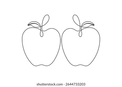 Apple one line desenho linha contínua frui mão desenhada ícone de vetor ilustração minimalista
