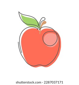 Apple One line drawing on white background